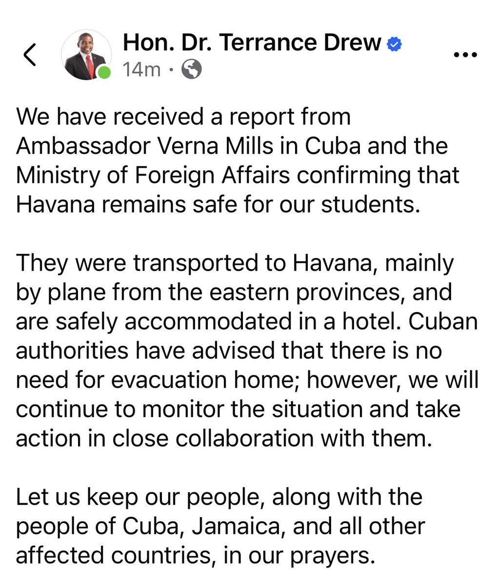 An updated status of our (St. Kitts-Nevis) 🇰🇳 students in Cuba?
