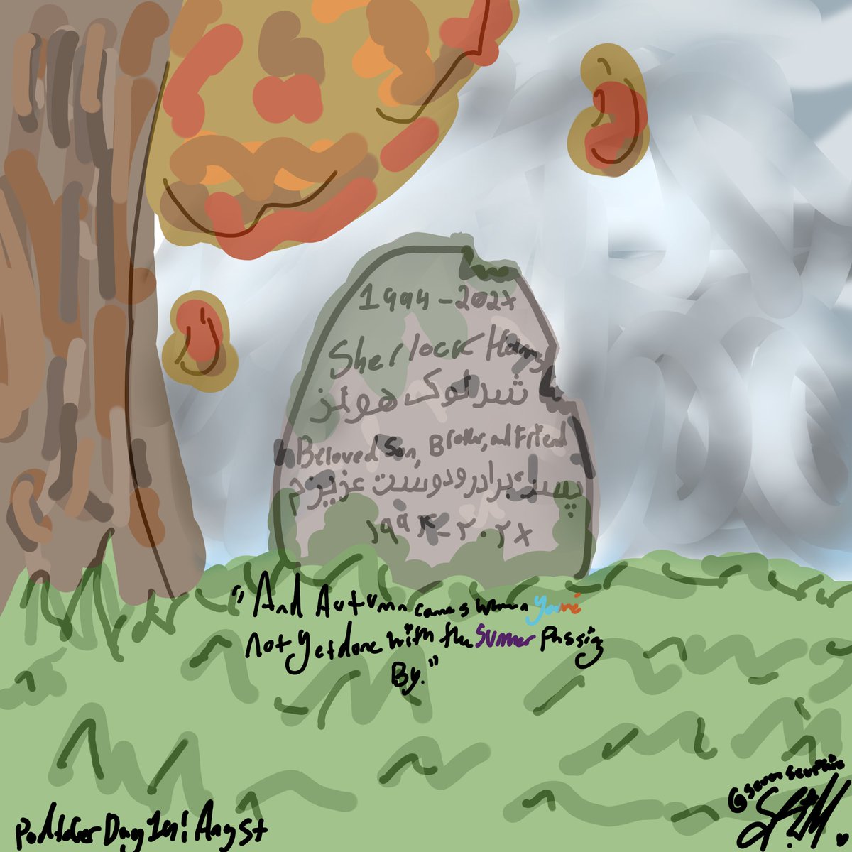 sevensevphie's tweet photo. Doing two promptobers call that practicing my signature.
Day 19: Angst
I didn’t know what to do for this one. So. I enjoyed writing in Farsi, even if I was just copying it. From a longer comic of more Francis Forever lyrics, that I may finish someday.
#podtobershco #sherlockandco https://t.co/QFvbyZXWpv
