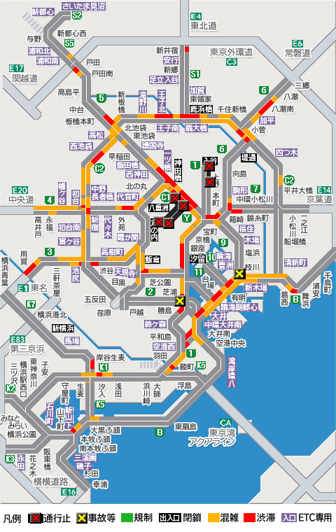 十字路 首都高 入口閉鎖】2025/10/27 10:52 1号上野線上り 入谷 江戸橋JCT方面