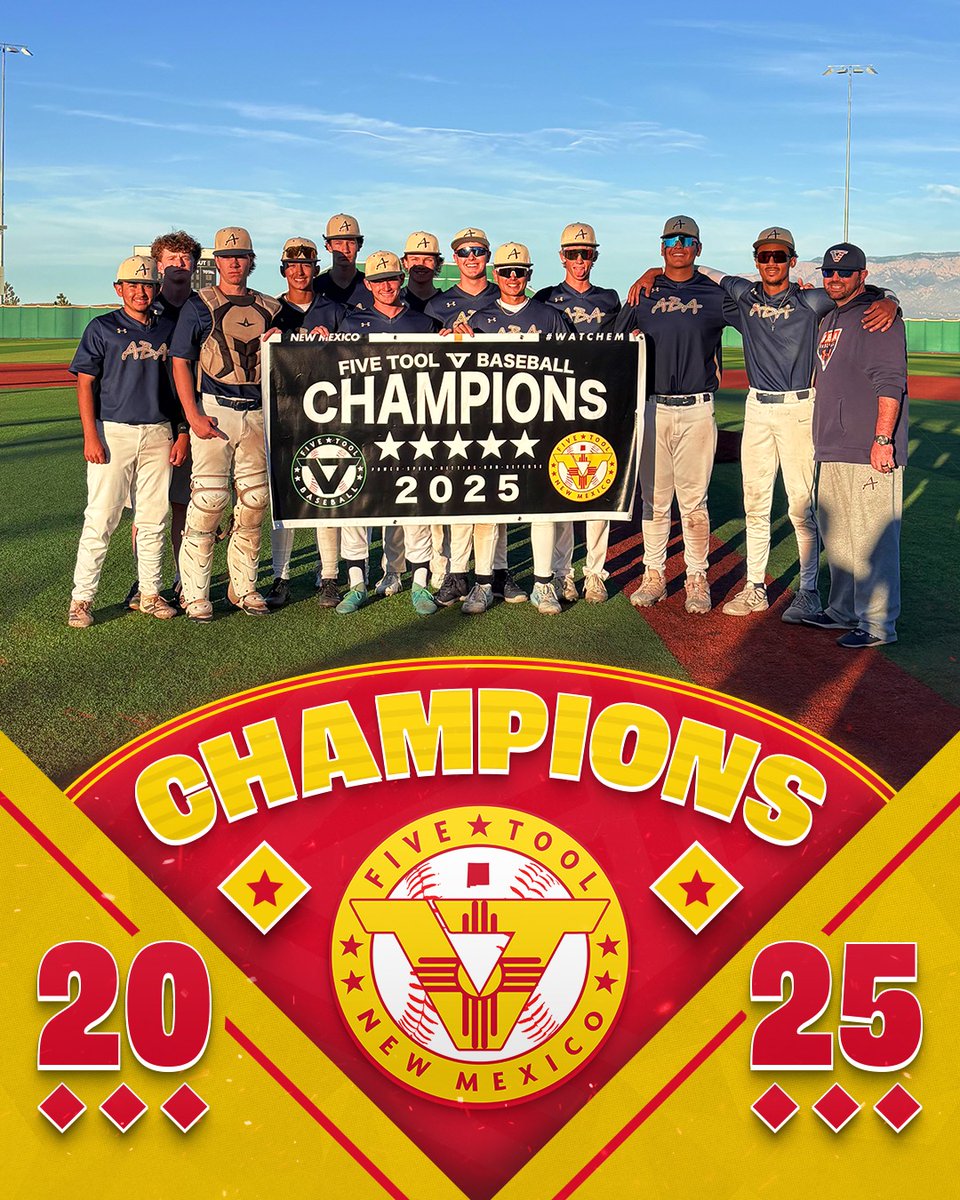 FiveToolNM's tweet image. 🏆CHAMPIONS🏆

Congrats to @AbqBaseballAcad 2027 Navy on winning the 17U Division of the @fivetool New Mexico Fall Finale!

#WatchEm
