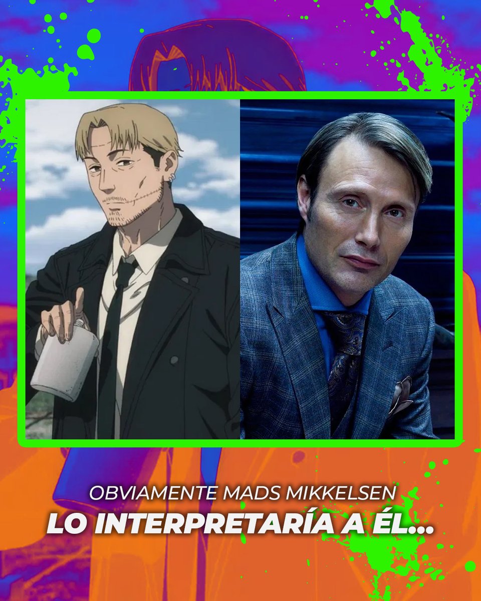 Cinepolis's tweet photo. Algunos fans dicen que el personaje de #Kishibe sí está inspirado en el mismísimo #MadsMikkelsen. 😎👌 RT si estás de acuerdo en que se ven prácticamente idénticos. 🧡✨
Compra aquí tus boletos para #ChainsawMan: #ArcoDeReze 👉 https://t.co/OkaTrKOM1I https://t.co/ETAUtEHta1
