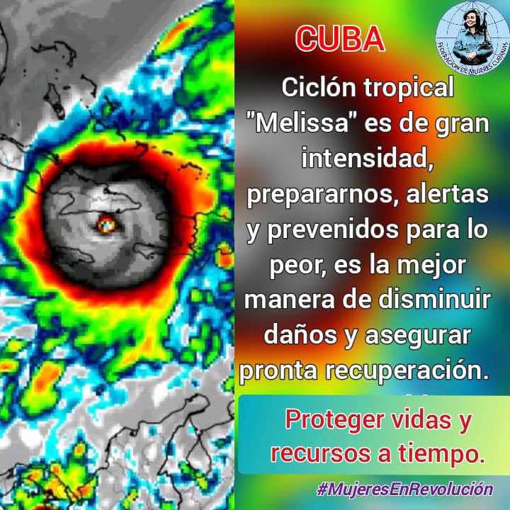 Ante el desafío d minimizar el impacto del potente🌀Melisa, convocamos a las federadas y a todo el pueblo a extremar las medidas d seguridad, sigan orientac. Defensa Civil, asegurar bien los techos, puertas y ventanas; leña y carbón bajo techo...
#ProtegidosYAlertas
#FMC