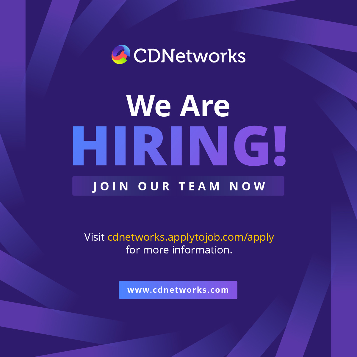 CDNetworks's tweet image. 🌟 We're Hiring! 🌟
As we grow globally, we're seeking individuals who thrive on creativity, collaboration, and making a real difference. If that sounds like you, let's connect!
Explore our open roles and apply today: na2.hubs.ly/H01v2V_0
#Hiring #Career #Talent #CDNetworks