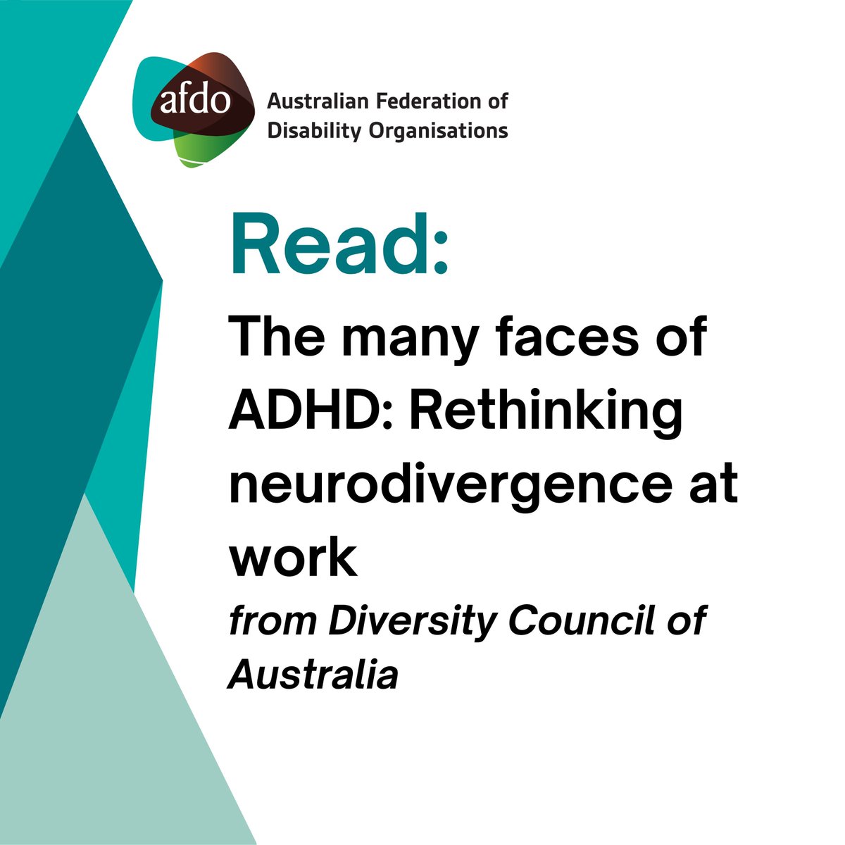 AfdoOffice's tweet image. 🧠 This ADHD Awareness Month, explore The Many Faces of ADHD. 

📖 Great read from @DivCouncilAus on workplace inclusion for neurodivergent people: 
🔗 buff.ly/G71bJY9 

#ADHDAwareness #Neurodiversity #AFDO #DisabilityRights #Inclusion