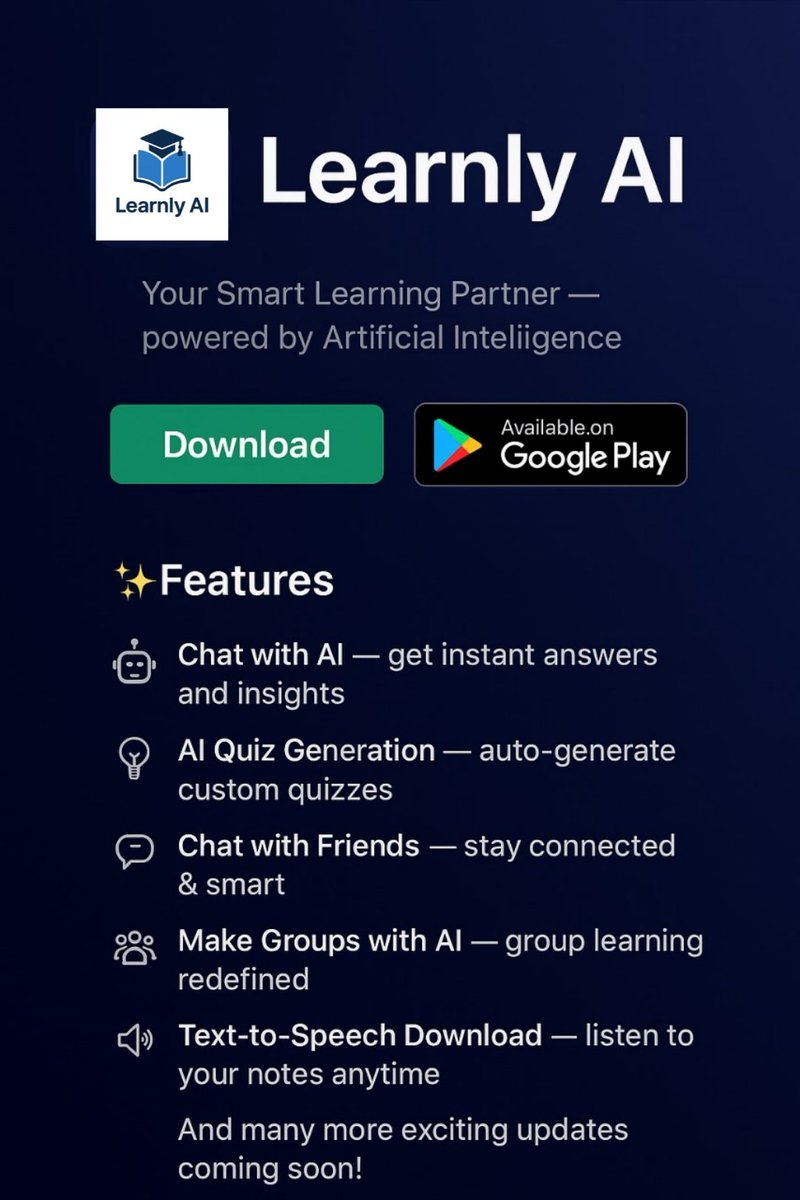 VANYADAV2's tweet photo. Learnly Ai 

 Very Useful App 
Best for Teaching your kids in the faster way with AI. And let them meet with Their friends in the app and let them learn with AI in groups.

Developed By Aditya Yadav

https://t.co/3XT4fg7Ag9

Download this Link!!!! https://t.co/lw8KQfQOzU