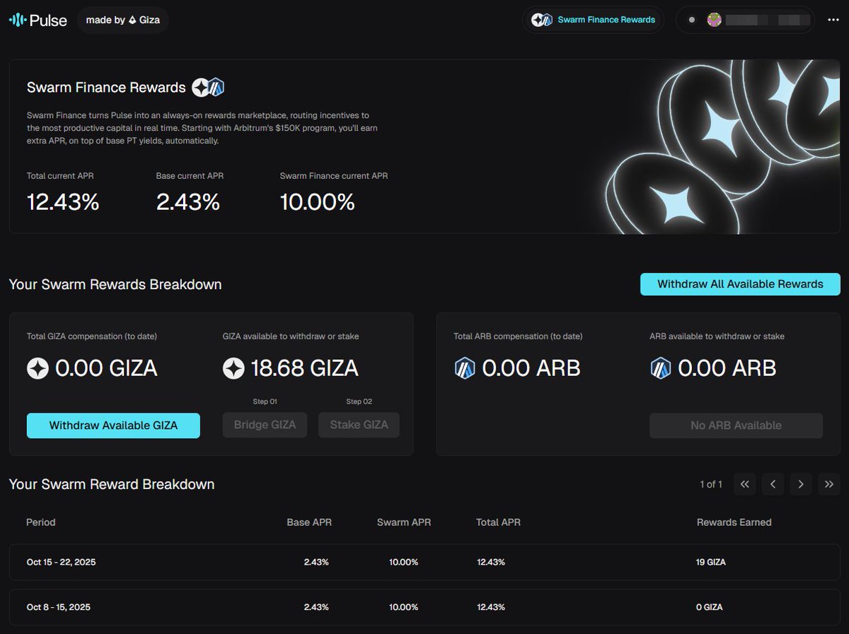 onchainlemon's tweet image. Pulled my $ETH from Pluse to stack more stables heading into year end. I will deposit those stables into Arma agent instead. Pulse&apos;s base APR is sitting at just 2.43%, and most of the yield comes in $GIZA which feels like a farm and dump token. Same goes for Arma, where GIZA gets…
