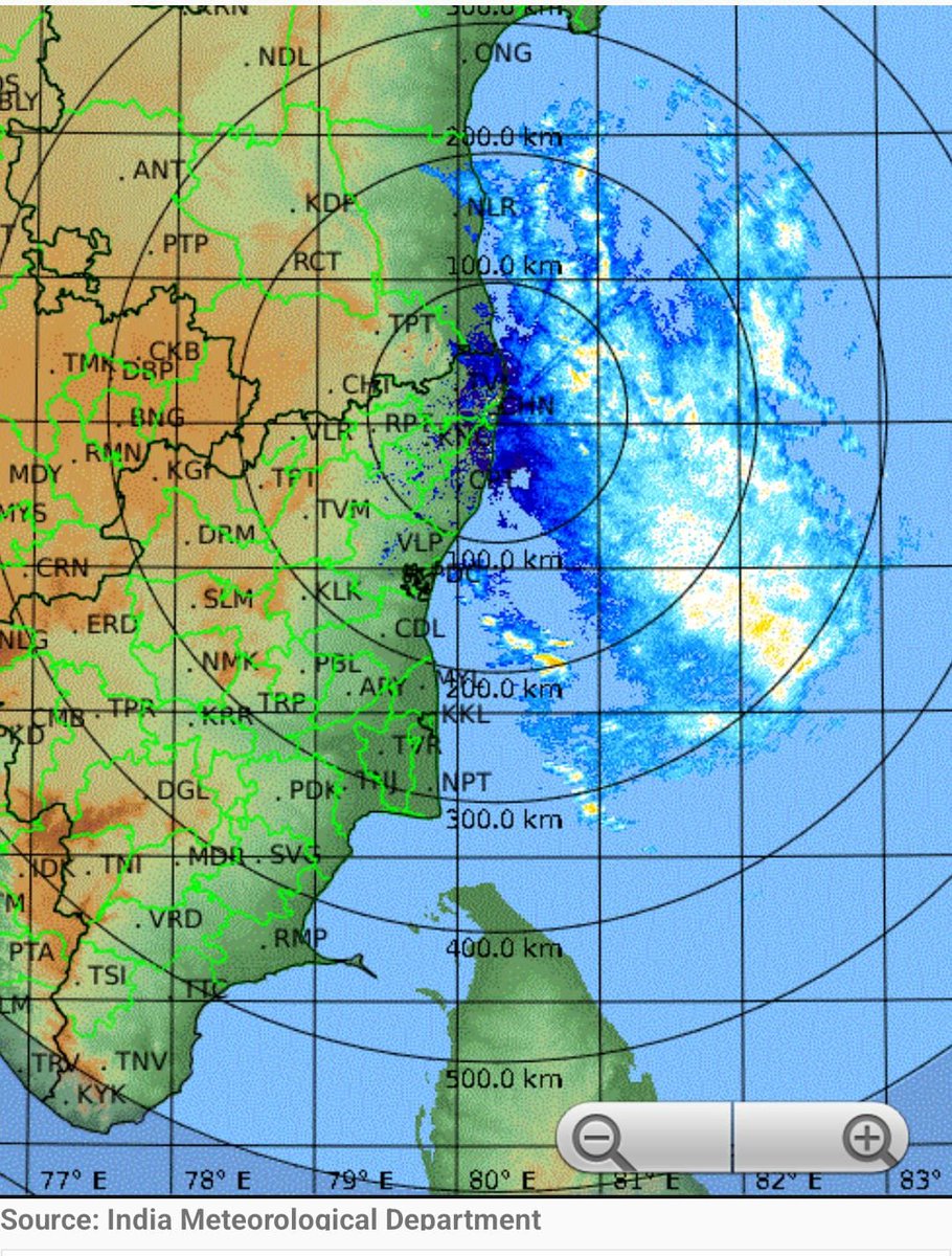The beauty is just parked off the coast. Only drizzle bands may fall on us. On and off isolated spells will happen. 

#cyclonemontha #ChennaiRains #TNRains