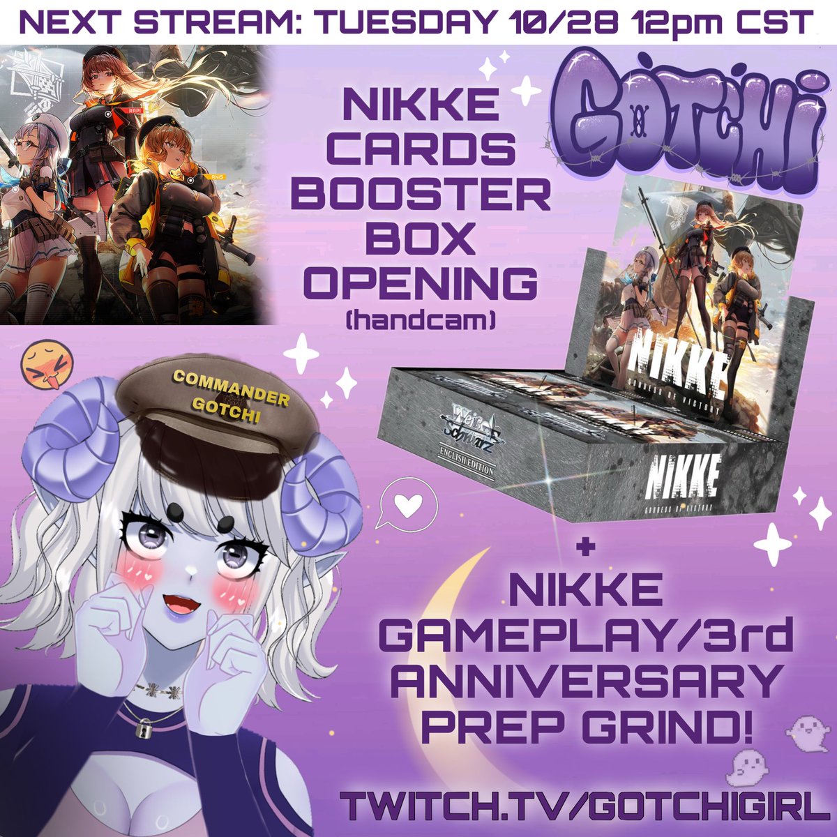 gotchigirl's tweet image. SEE YA TUESDAY TO RIP SOME PACKS AND LOOK RESPECTFULLY AT NIKKE!!!!!
#vtuber #VTuberUprising #nikke