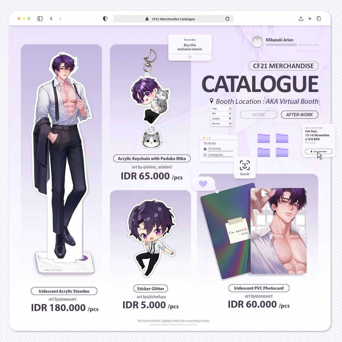 MikazukiArion's tweet image. Mikazuki Arion's “After Work” Catalogue at #Comifuro21 💼
All merchandise is exclusive and limited — available only at CF21!✨
🎪: AKA Virtual Booth
📅: 15-16 November