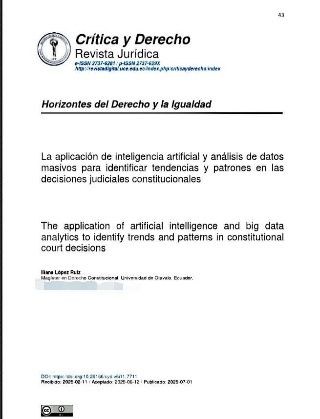 🌟 La inteligencia artificial es una herramienta potente para los abogados, pero su uso ético es esencial. Con respeto y responsabilidad, podemos mejorar nuestro servicio y proteger los derechos de todos. Sobre esto ya se encuentra disponible el articulo  revistadigital.uce.edu.ec/index.php/crit…