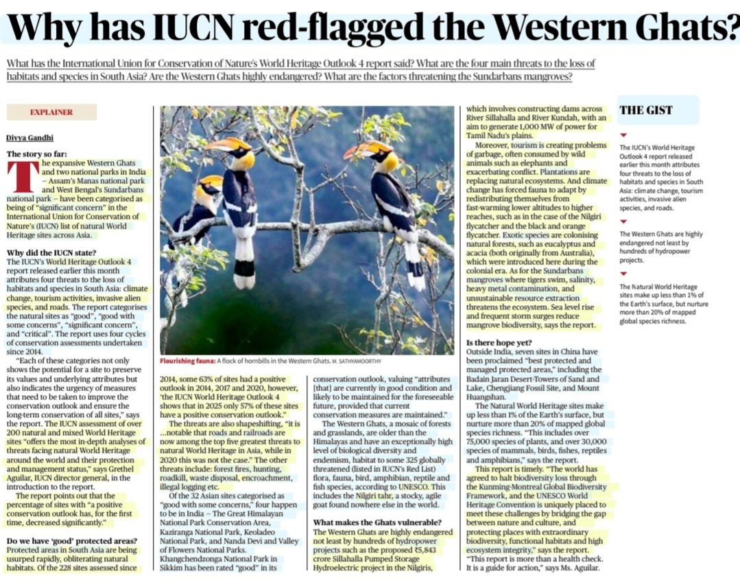 Why has IUCN red-flagged the Western Ghats?

:Details by Ms Divya Gandhi
<a href="/divyagandhi04/">Divya Gandhi</a>

#IUCN #WorldHeritageOutlook4 
#WesternGhats #ManasNationalPark #Sundarbans
#SignificantConcern
#tourism
#roads #Railways #AlienSpecies #ClimateChange #ForestFires
#biodiversity

#UPSC