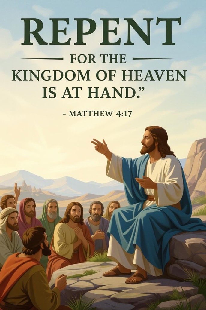Tapani78's tweet photo. The message of Jesus is still the same today Repent, for the Kingdom of heaven is near. It’s time to turn back to God  before it’s too late. ✝️🙏🏾

 #Matthew417 #KingdomOfHeaven #Repentance https://t.co/4kmOB38USu