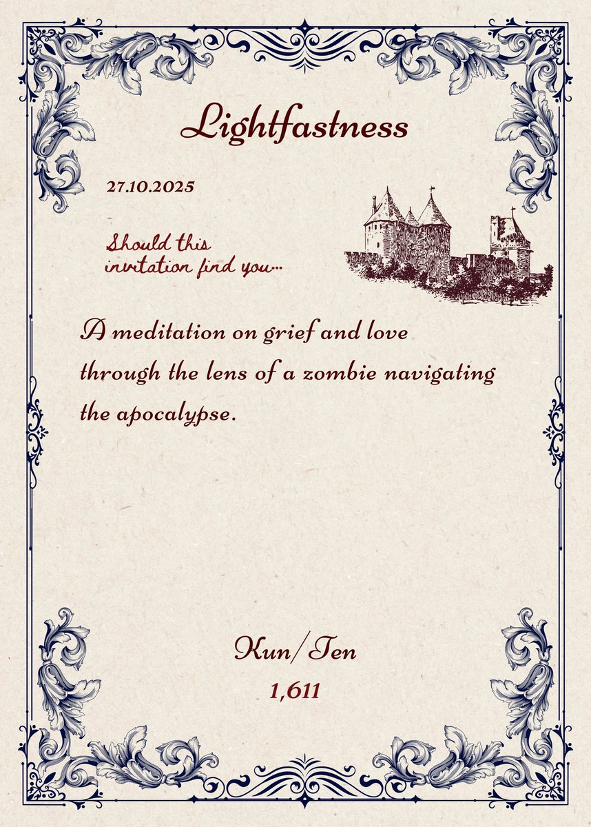 ـــــــــﮩ٨ـ Lightfastness 
✗ Kun/Ten
✗ 1,611
✗ Zombie Apocalypse, Grief/Mourning, Established Relationship
archiveofourown.org/works/72915221