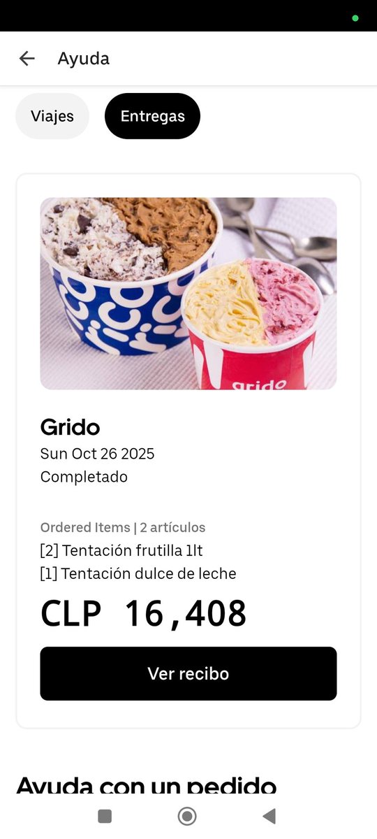 Jonatha99439698's tweet photo. @Uber_Chile @UberEats @Uber_Support @GridoHelados  ise un pedido de 3 helados por $16.408 y el repartidor me entrego otro pedido, lo llame por telefono, que la llamada tiene que estar grabada en uber, y no me quiso devolver mi pedido, quiero la devolucion de la plata restante https://t.co/3wsJYPThh1