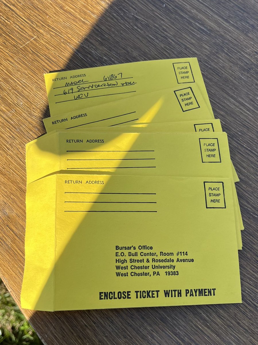 SrMadel's tweet photo. Dear @WCUofPA,

My bad. I just found these 20 year old parking tickets. 

Sincerely,

Rich Madel, ‘08 https://t.co/nFyPu9I4wz