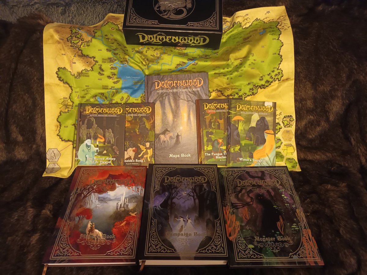 JacobOdd1's tweet photo. Last year, maybe early this year too, I supported three table top RPG Kickstarters. I received the physical product of the first of these recently, and I'm over the moon in the level of detail/effort/imagination of Dolmenwood!
#OSE #ttrpg #dolmenwood #DnD #OSR https://t.co/TEwK4n3Ime