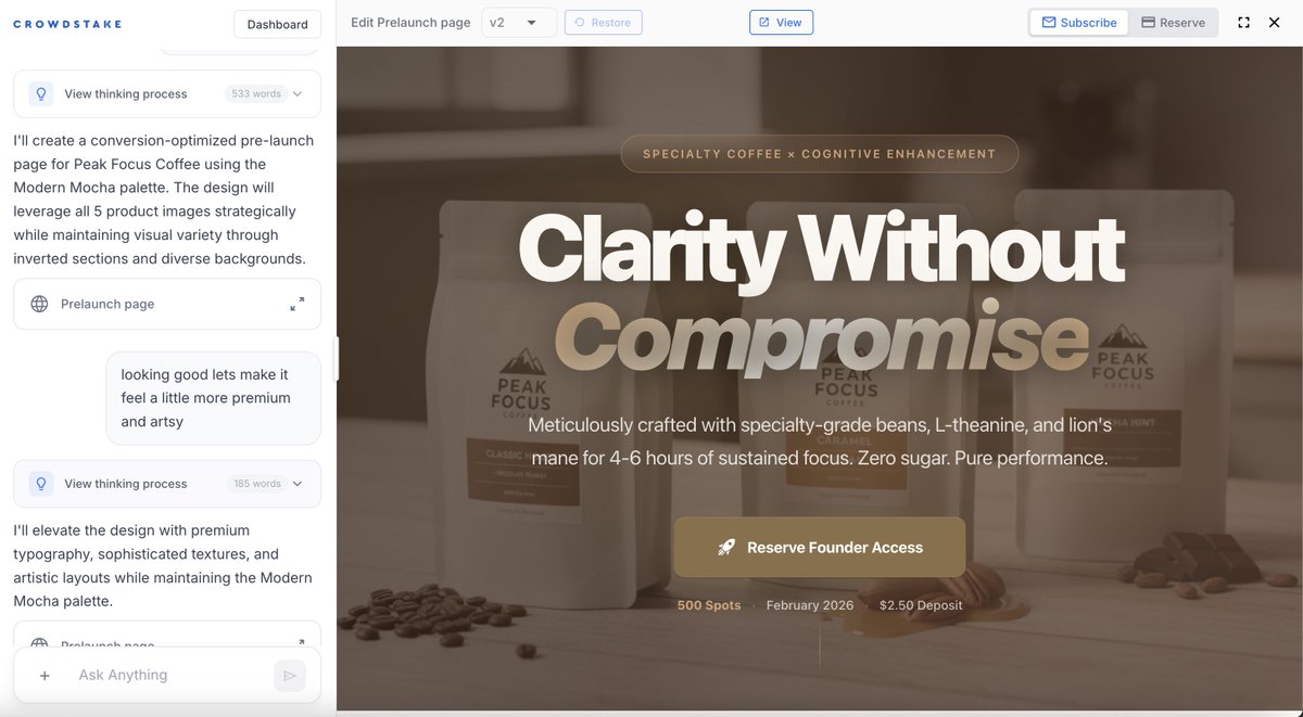 Been working on a vibe marketing tool for creating high converting waitlist &amp; reservation pages. Here is the latest version.