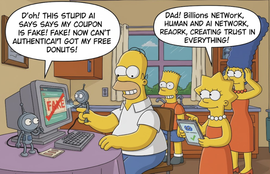 Drkaratel's tweet photo. Homer certainly has his own approach to technology, but even he understands: the world is changing! The Simpson family is already aware of the Billions Network  the first network for human and AI interaction. @billions_ntwk https://t.co/IP0gVzZ9ua