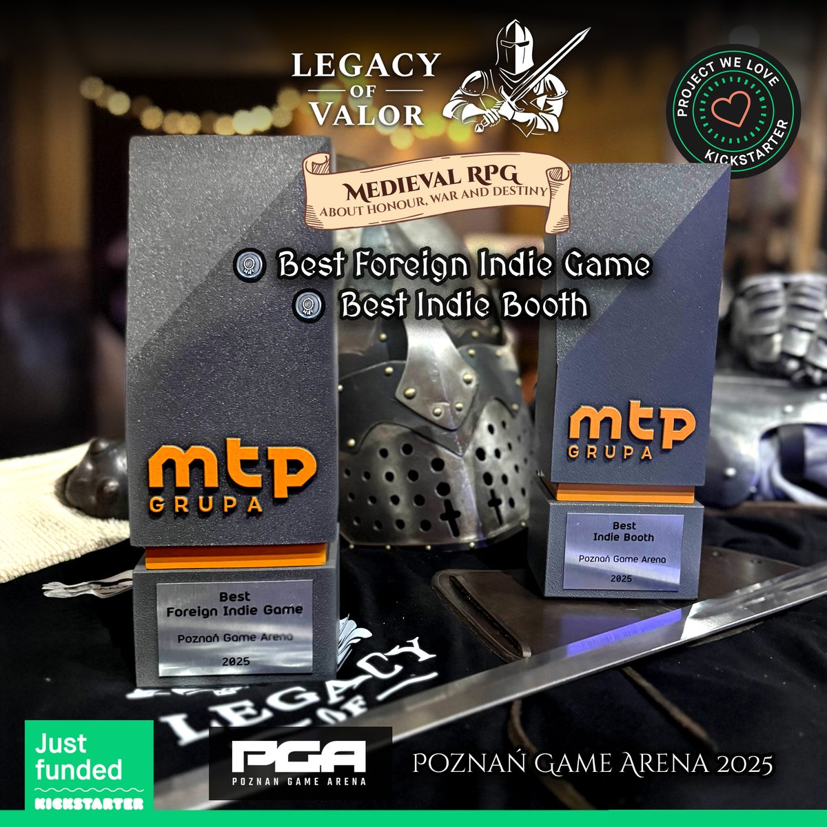 Huge news!
 Legacy of Valor just won TWO awards at Poznań Game Arena 🇵🇱
🥇 Best Foreign Indie Game
🥇 Best Indie Booth
It’s the first time in PGA history that one game has won both at once. 🔥
Thank you all for your amazing support - this victory belongs to you. ❤️
#LegacyOfValor