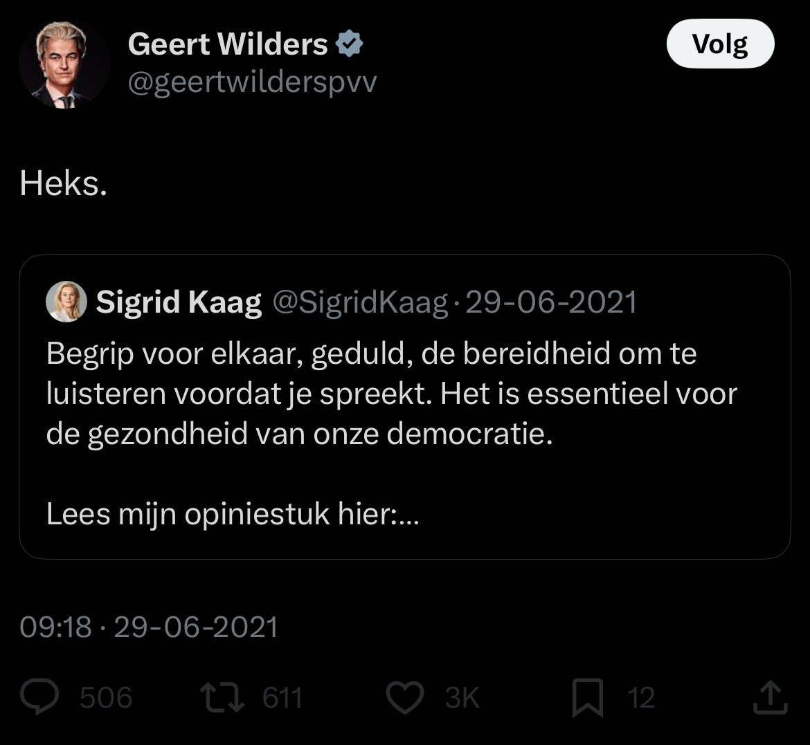 Nu radicaalrechts zich opeens bekommert om de toon van het debat, ben ik Dijk (SP) enorm dankbaar voor zijn optreden. De stuitende hypocrisie wordt temeer zichtbaar, de maskers vallen weer eens af. Er gelden (kennelijk) andere regels voor radicaalrechts. 1/2
