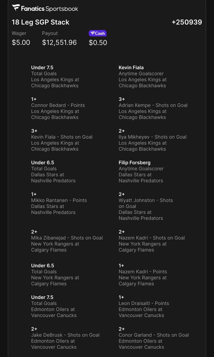 NHL LOTTO 💰💰💰💰💰💰

Lock in!

With and without the unders 

scoresandodds.com/all/parlay?qui…