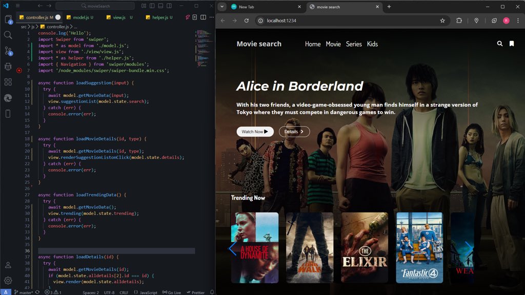 donfttp's tweet image. #Day34
Made the suggestion list clickable,
now it shows movie details in the UI.
Restructured in MVC for better maintainability.
#100DaysOfCode #JavaScript