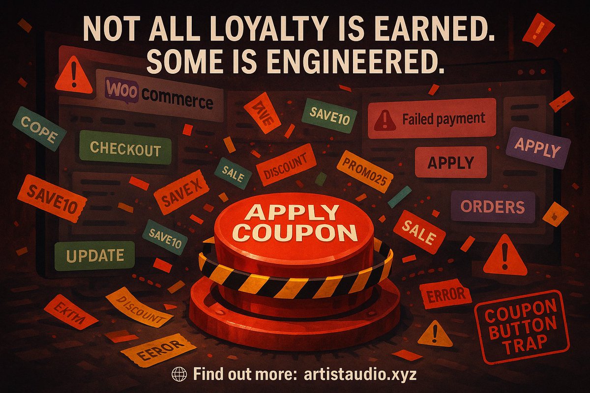 artistudioxyz's tweet image. 🧵 The Coupon Button Trap: How WooCommerce Discounts Hurt Your Brand 💸🚫

Logged-in coupon buttons look loyal.
But they quietly kill trust, margins, and real engagement.

Let’s break it down 👇

#FABUpdate #WooCommerceTips #EcommerceStrategy #CustomerRetention