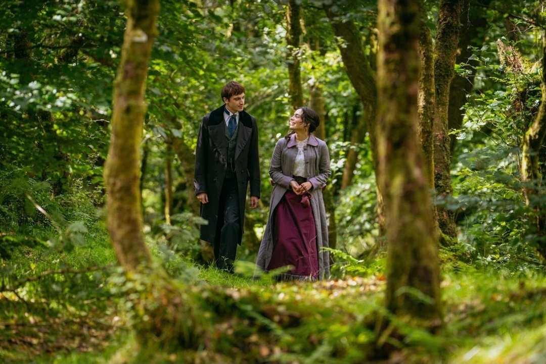 Guy Remmers and Aubri Ibrag as Theo and Lizzy in episode 3 of #thebuccaneers season 2, via Jenny Rhodes McLean on instagram