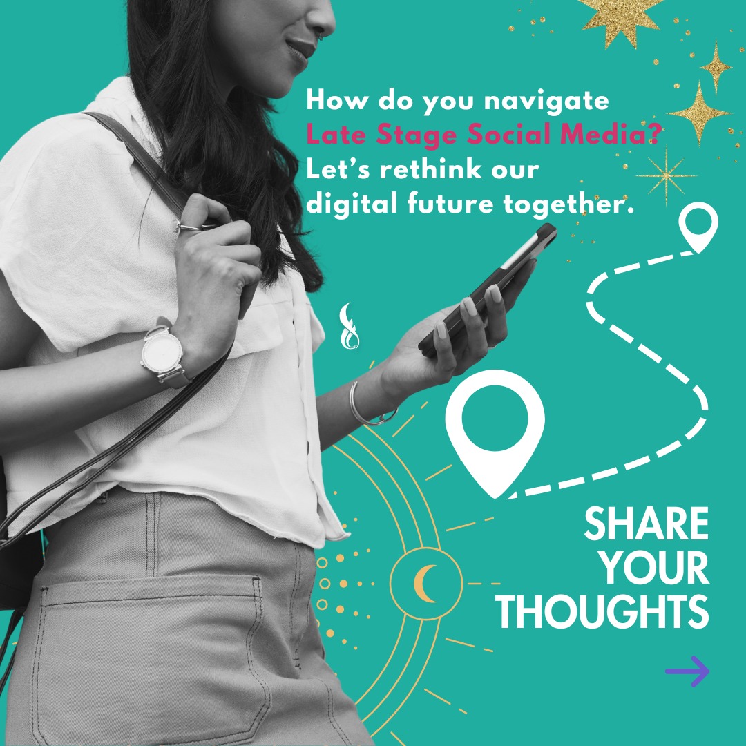 Overwhelmed by endless scrolling? Burned out by fake news + noise? 
😵💫 You’re not alone. Welcome to Late Stage Social Media—a space to rethink our online habits + imagine what comes next. 💭✨