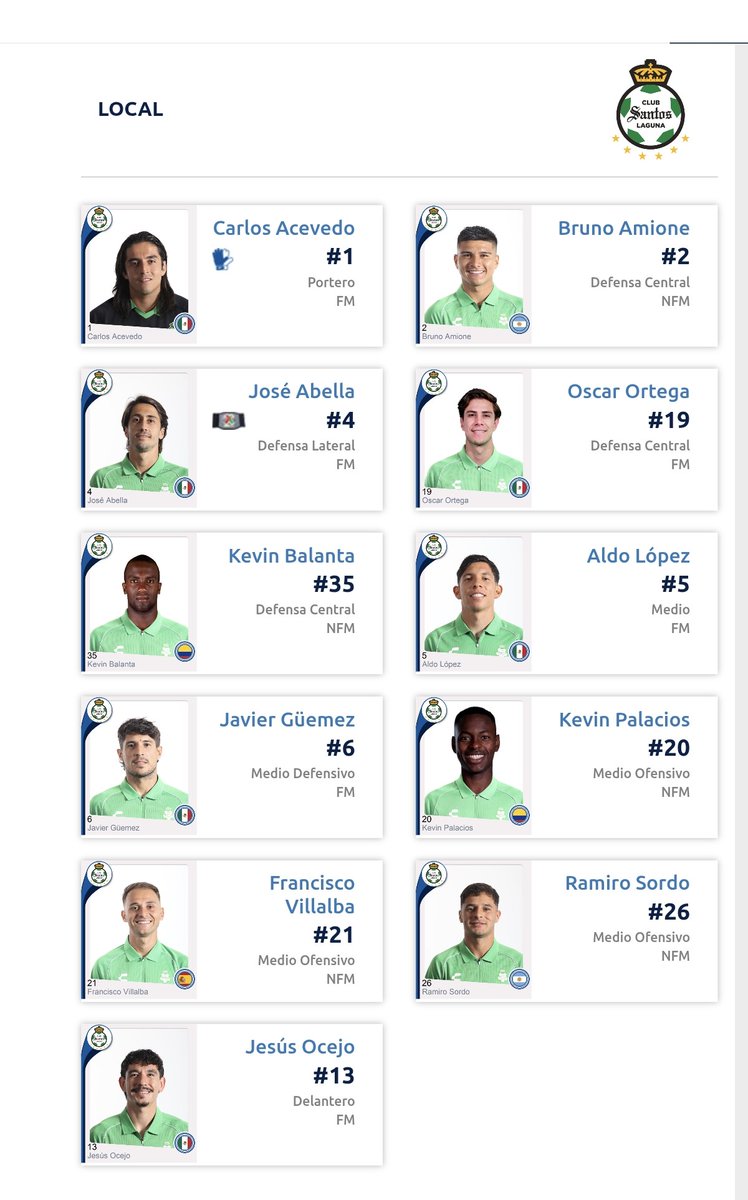 Las #Alineaciones
😇Vs.🐔|  Esta tarde, Estas son las alineaciones que presentan los equipos de #Santos y los #GallosBlancos de #Querétaro, de cara su juego correspondiente a la #J15 de la #LigaBBVAMX 🏟️