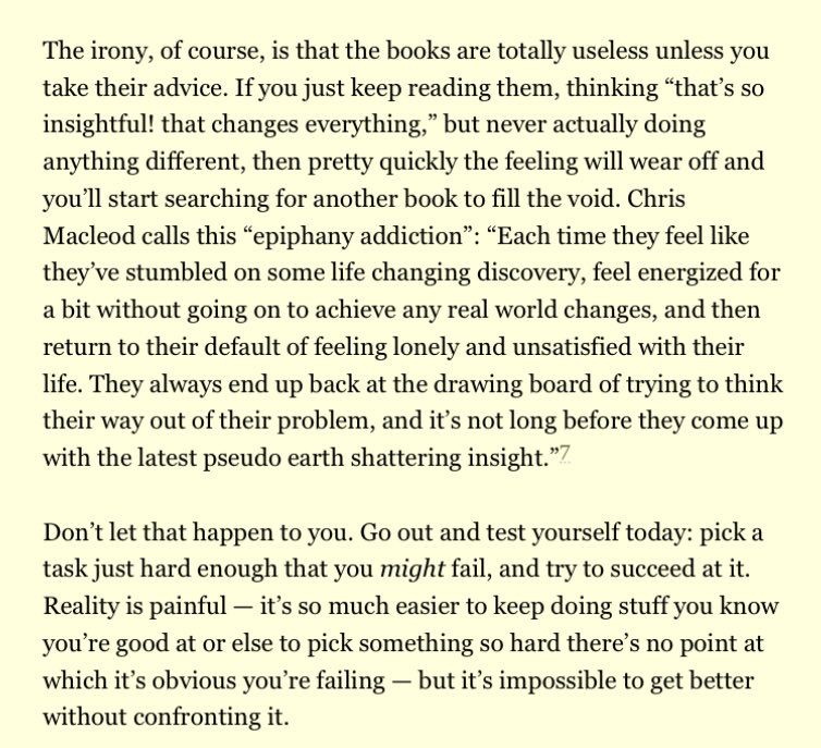 Finished my bi-annual re-read of this post from Aaron Swartz re epiphany addiction