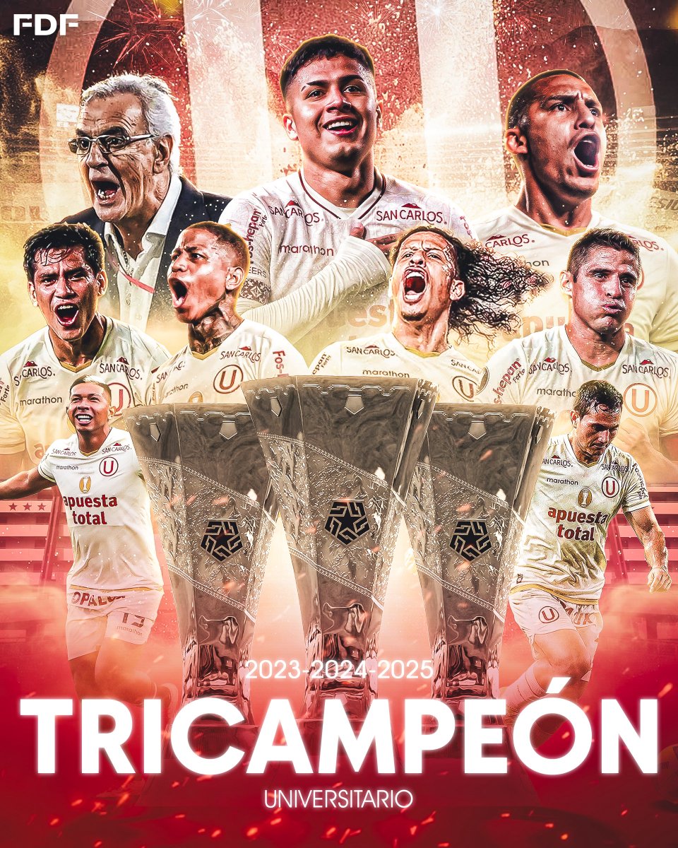 fanaticospe's tweet photo. 🟡🔴🏆🏆🏆 ¡UNIVERSITARIO ES EL TRICAMPEÓN DEL FÚTBOL PERUANO POR SEGUNDA VEZ EN TODA LA HISTORIA! https://t.co/jheSHTwqzV