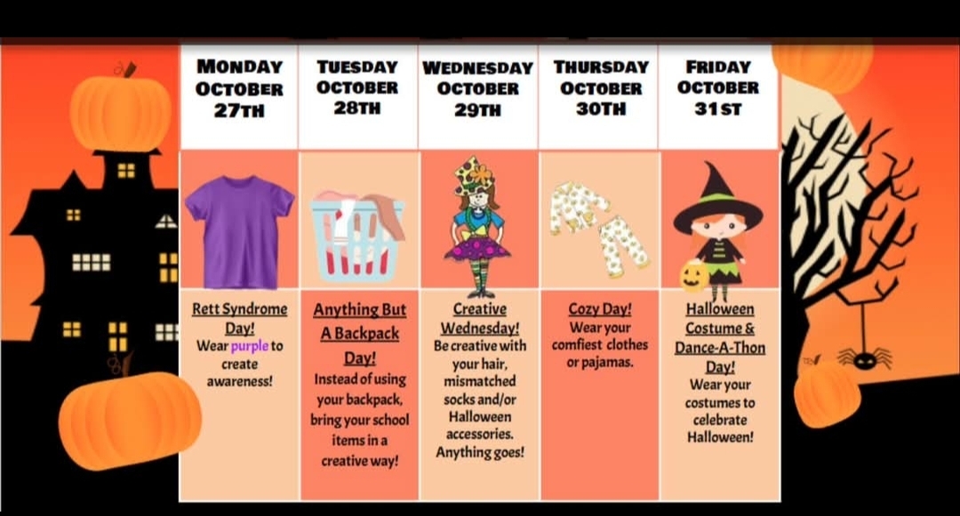 HOFAM_DPCDSB's tweet image. Get ready for a spooktacular Halloween Spirit Week! Show your school spirit each day with fun Halloween-themed outfits! We can’t wait to see your spooky, silly, and spectacular looks! Snap pics and tag us so we can feature your Halloween spirit! Let’s make it a week to boo-member