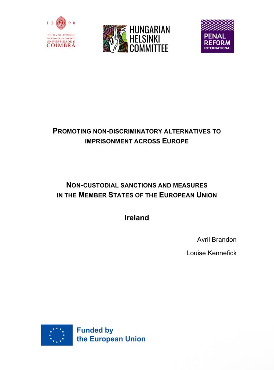 This 2021 report on Irish justice, co-authored by Dr. Avril Brandon, exposes itself on Page 1. Its funded purpose is not to study alternatives to prison, but to "promoting" them. Activism masquerading as academia. Nothing good comes from anything this woman does. 1/7