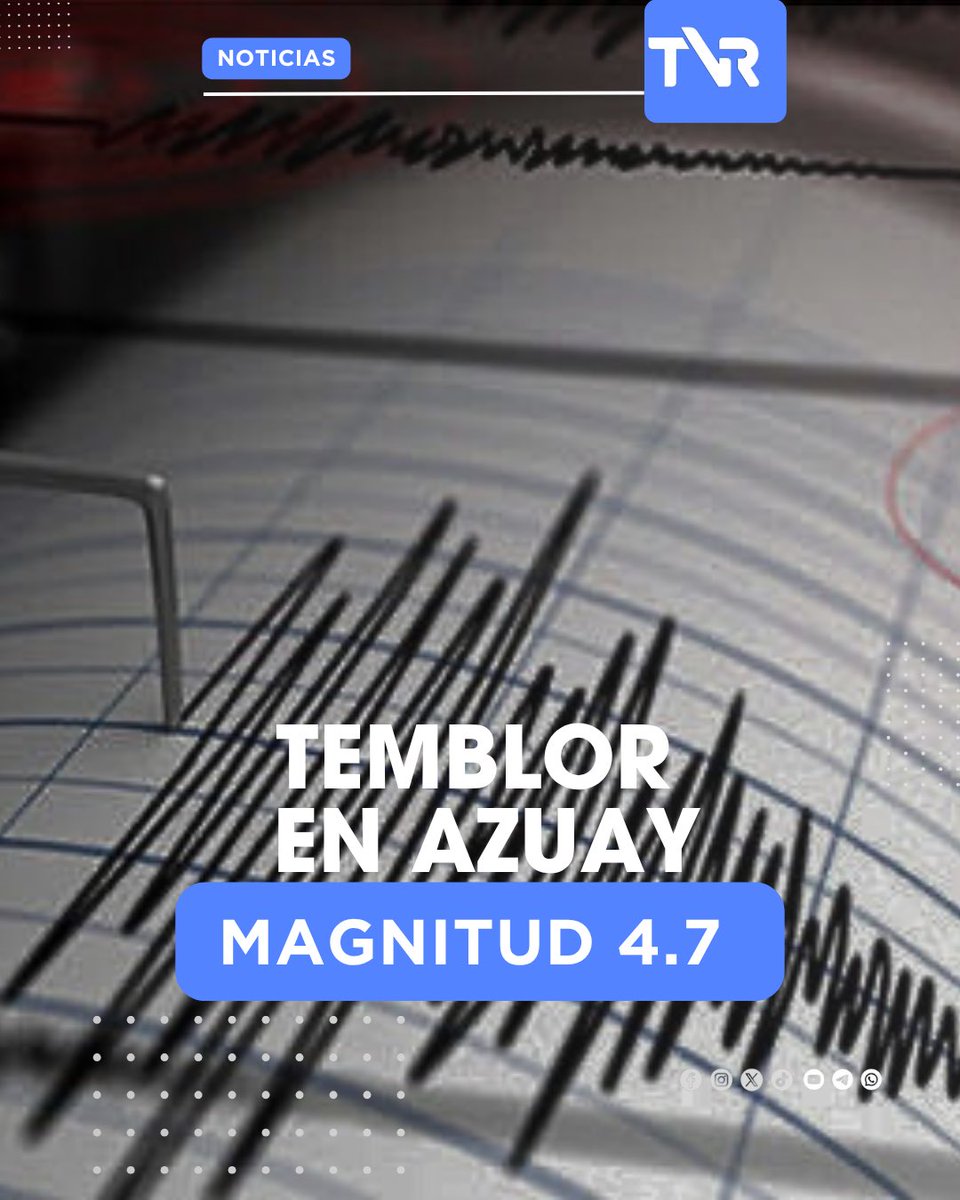 🫨 ¡Atención! 

📍#Azuay | Un sismo sacudió el sur de Ecuador este domingo. El movimiento telúrico de magnitud 4.7 se registró la tarde del 26 de octubre en Azuay según confirmó el Instituto Geofísico.