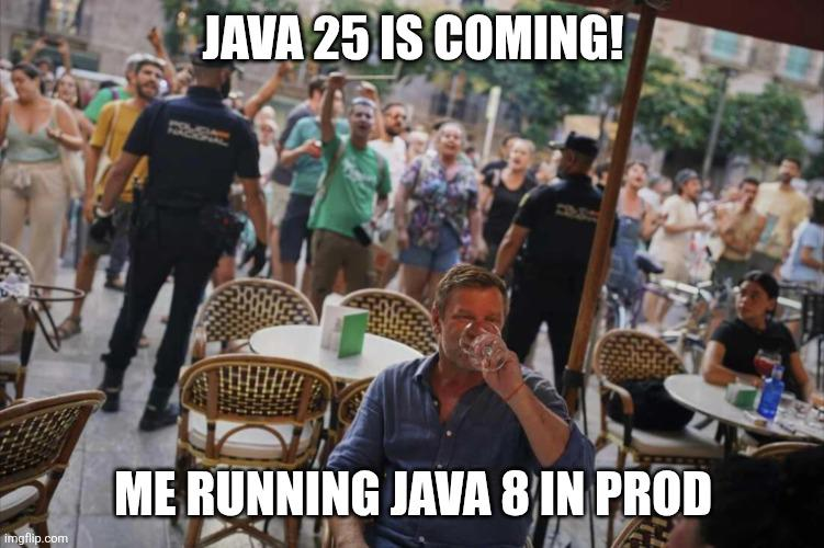 younggee704's tweet image. Java in 2025: Still rocking 8 like it's peak fashion. Who's finally migrating this year? Or nah? Tag your legacy squad! ☕😩 #DevLife #JavaMemes #ProgrammerHumor