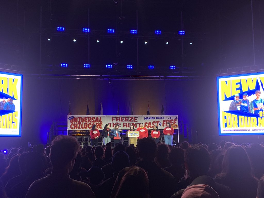 NYC-DSA’s Socialists in Office took the stage to talk about democratic socialism, condemn the genocide in Palestine, and ask the gigantic crowd to join DSA 🌹