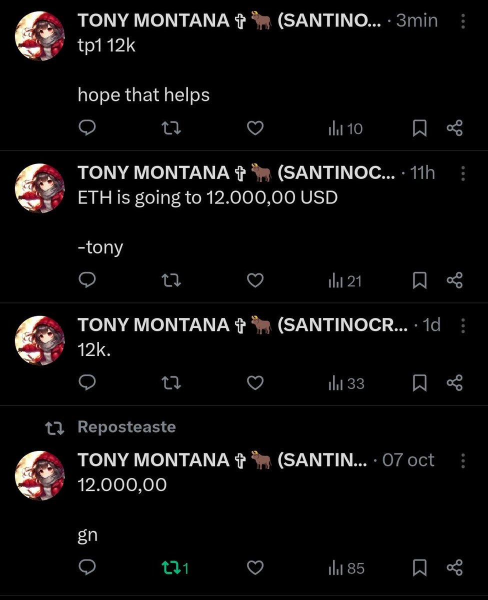 TONY MONTANA ✞ 🐂 (SANTINOCRIPTO MODE) tweet media