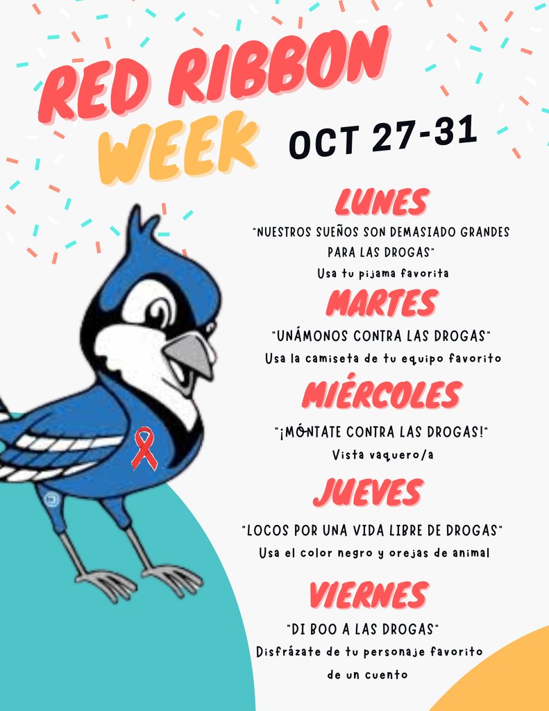 Reminder! Red Ribbon Week is this week! Join us in dressing up each day!