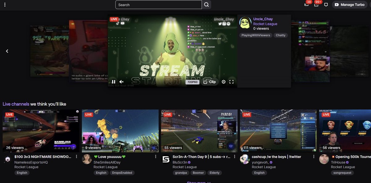 I really got put on the front page of Twitch 💚😭

W stream, thank you so much to everyone that attended 🎉🎉