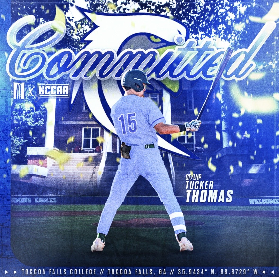 Blessed to accounce my commitment to Toccoa falls college! Thank God for all he’s done and to all my coaches for believing in me! Thank you to Coach <a href="/43jtaylor/">josh</a> for giving me this amazing opportunity to play at the next level! Go screaming eagles! 

<a href="/ConnorHoover/">Connor Hoover</a> <a href="/TFC_Baseball/">Toccoa Falls Baseball</a>