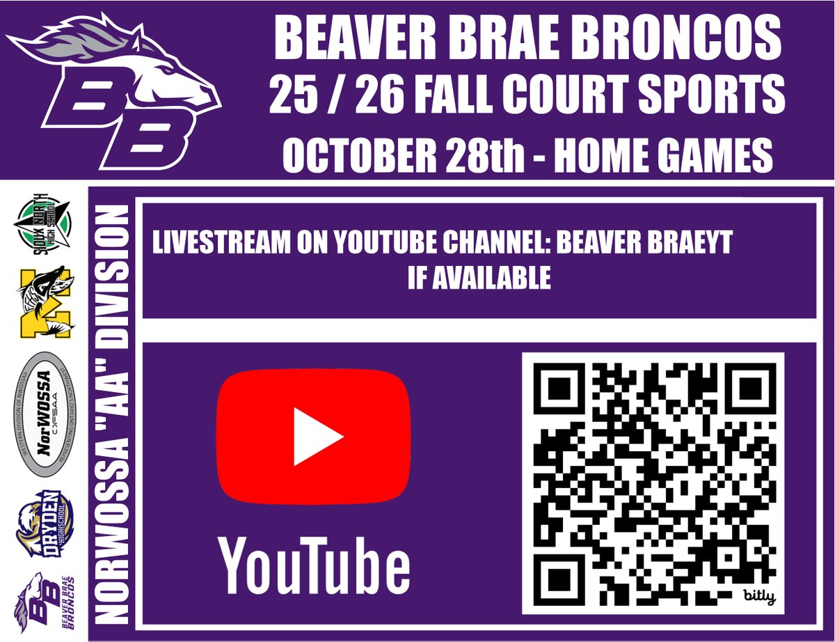 Best wishes to our Court Sport teams as they play their final regular season HOME games on Tuesday against the Fort Frances Muskies.

If available, livestream on our Beaver BraeYT YouTube Channel.
