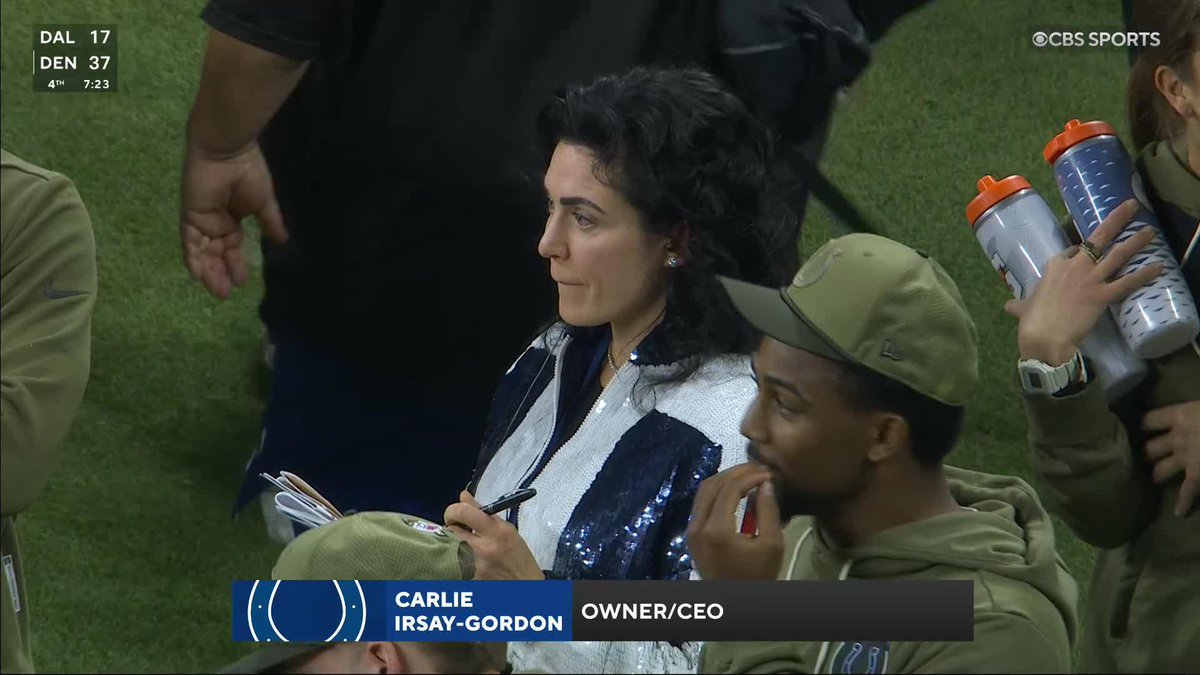 Powerful: Colts owner Carlie Irsay-Gordon was spotted on the Colts' sidelines taking notes as they were dominating the Titans.
She is fully involved in all team activities.
We have never seen an owner as dedicated as this.