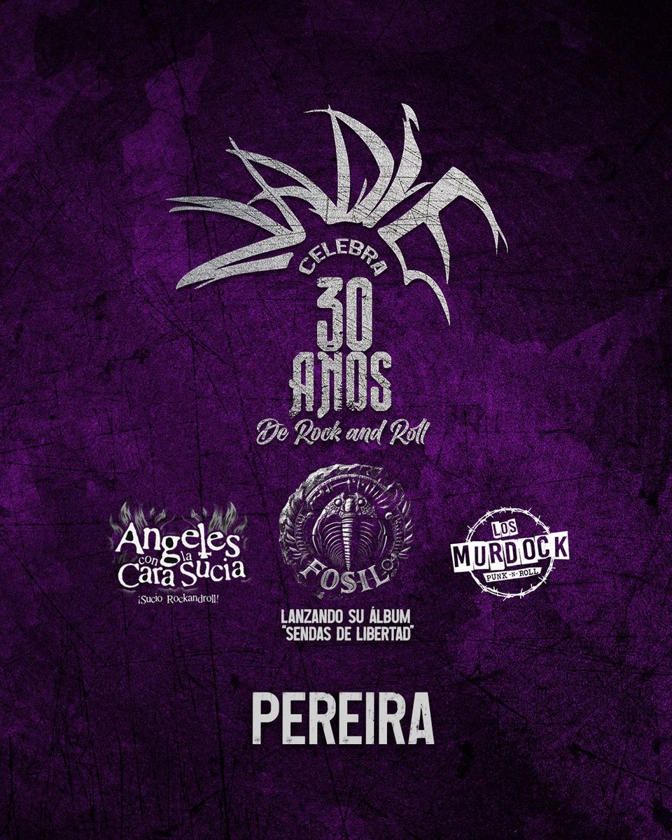 LosMurdock's tweet photo. Años de gritar, sudar y resistir... ¡Nos vemos en el pogo!
Con NADIE 30 años
ÁNGELES CON LA CARA SUCIA
FOSIL nuevo álbum
@radiocruda
Rock Plaza, C.C. La Popa
Viernes 19 de Dic – 8 PM
Preventa:50K Día del evento: 60K
Info &amp; preventa: 319 2281605
Producción: Delahouse https://t.co/FP6mIgicwq