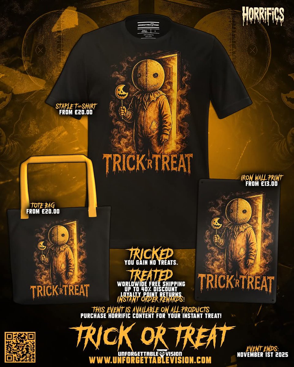 This new little horrific is ready for some Trick 'R Treating and has come a few days early to trick you or treat you when you make your orders at our website with worldwide shipping!🎃🔪

Purchase these or any other horrific content for an instant treat!

unforgettablevision.com/horrifics