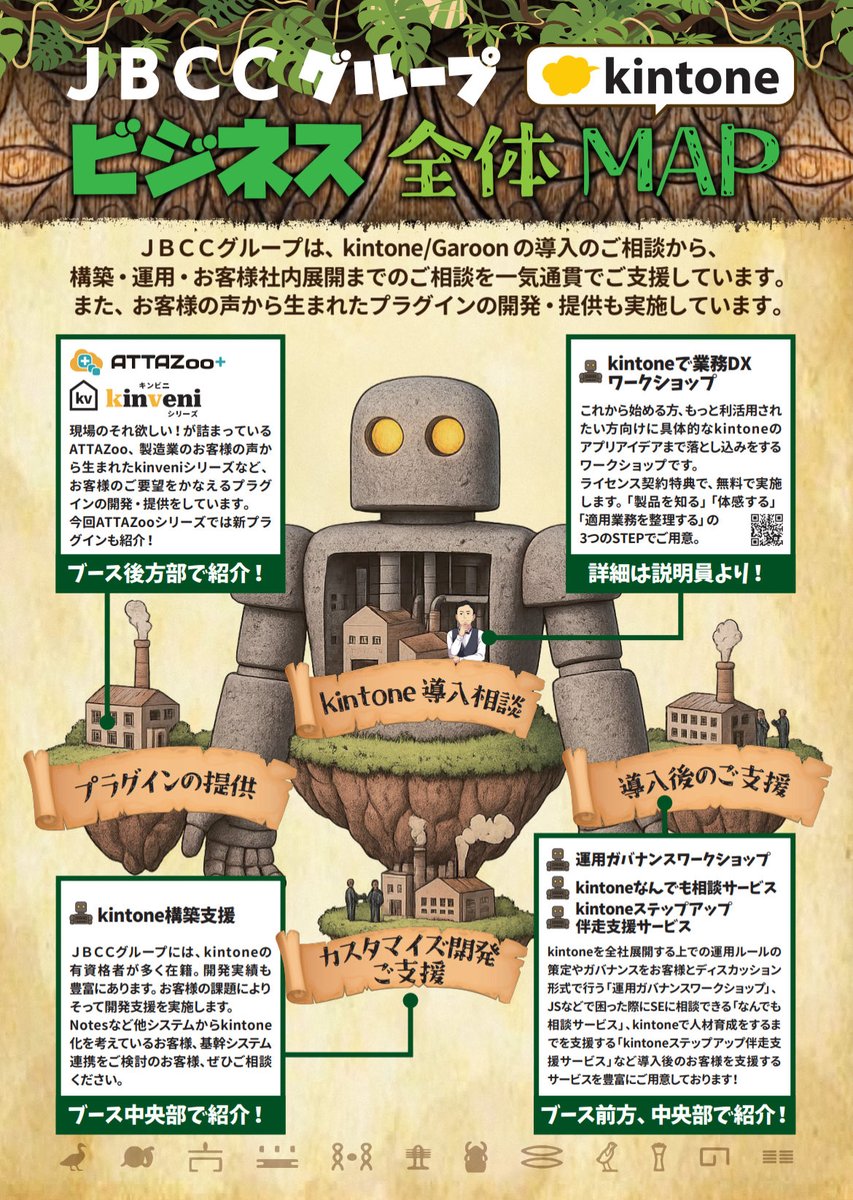 wadamomomo's tweet photo. Daysはブースがたくさんあって迷うと思います…！

\ 迷ったらここです /

プラグイン選定、プラグイン提供
kintone導入相談、活用相談、伴走支援
365との棲み分け、Garoon相談、Notes移行…

まるッとご相談ください！

🤖ロボと🦒に会いにきてね🤖

 #cybozudaysで会いましょう https://t.co/lH30NB5SaK