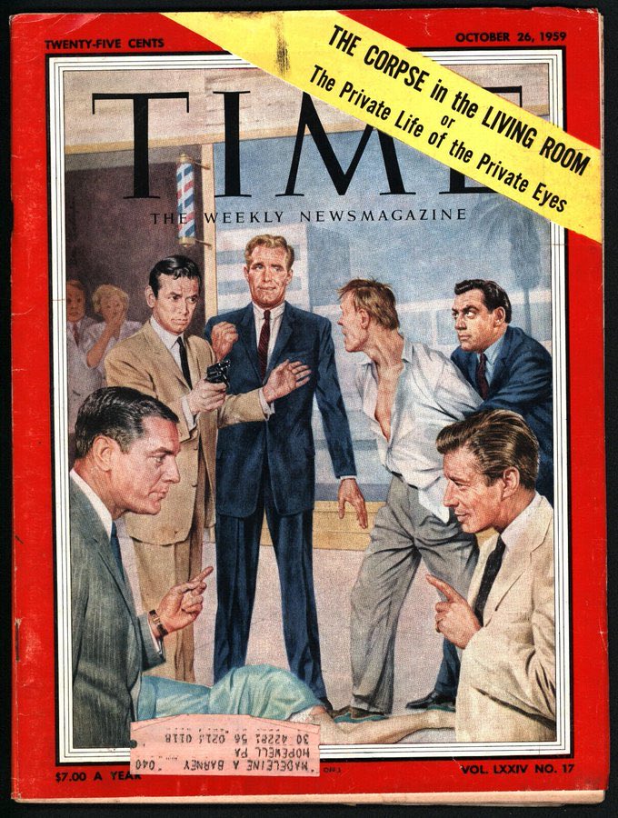 TIME (October 26, 1959) 

How many of these classic TV detectives can you identify?