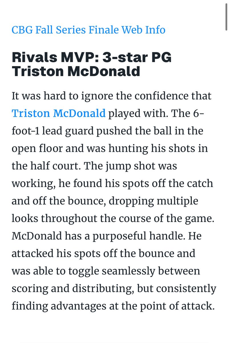 Rivals MVP of the CBG Fall Finale showcase !