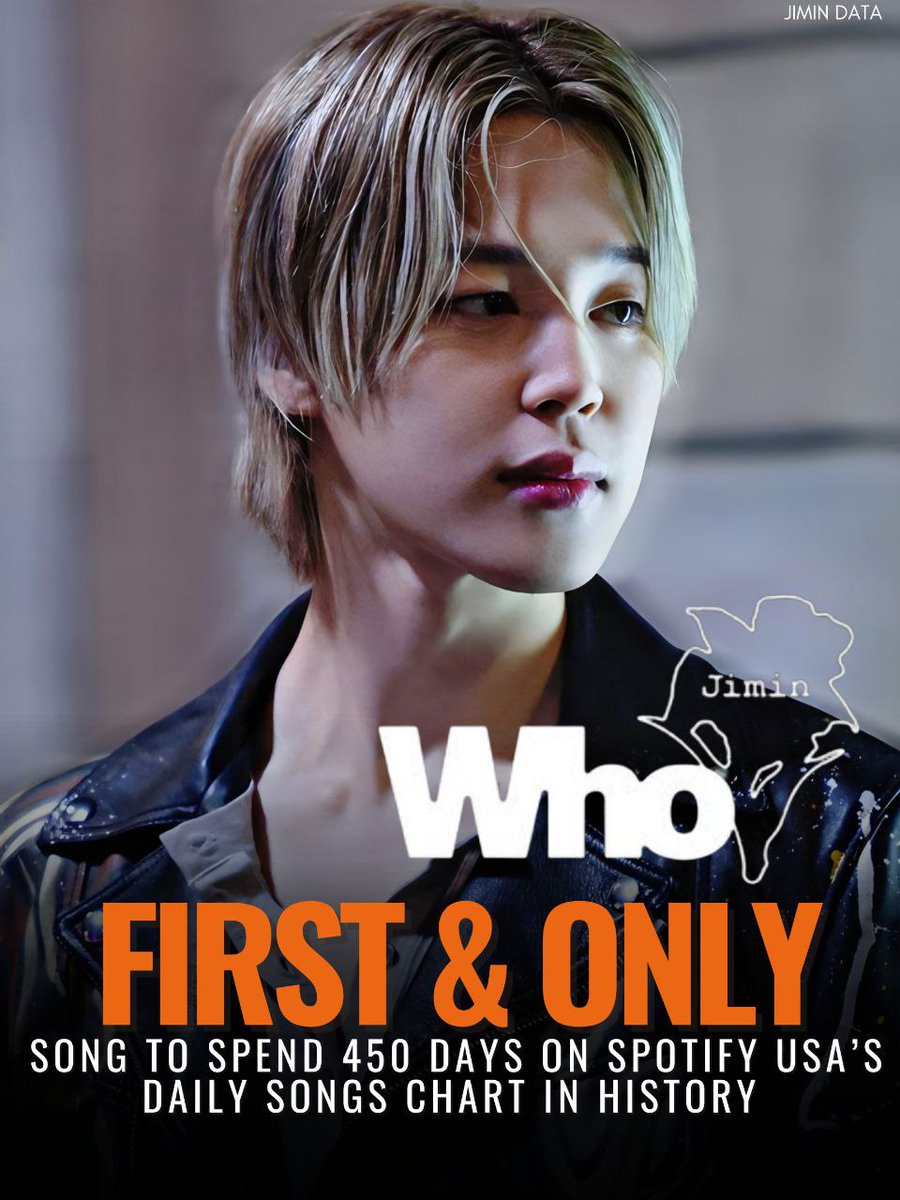 JIMIN DATA | MUSE โข Mostly REST (@pjm_data) on Twitter photo "Who" is now the FIRST and ONLY solo song by a K-Act to spend 450 days on Spotify USA's Daily Songs Chart in history! ๐บ๐ธ๐ฅณ๐ฅ
Congratulations Jimin! ๐
RECORD MAKER JIMIN
HISTORY MAKER JIMIN
SPOTIFY LEGEND JIMIN
#SpotifyKingJimin "Who" is now the FIRST and ONLY solo song by a K-Act to spend 450 days on Spotify USA's Daily Songs Chart in history! ๐บ๐ธ๐ฅณ๐ฅ
Congratulations Jimin! ๐
RECORD MAKER JIMIN
HISTORY MAKER JIMIN
SPOTIFY LEGEND JIMIN
#SpotifyKingJimin