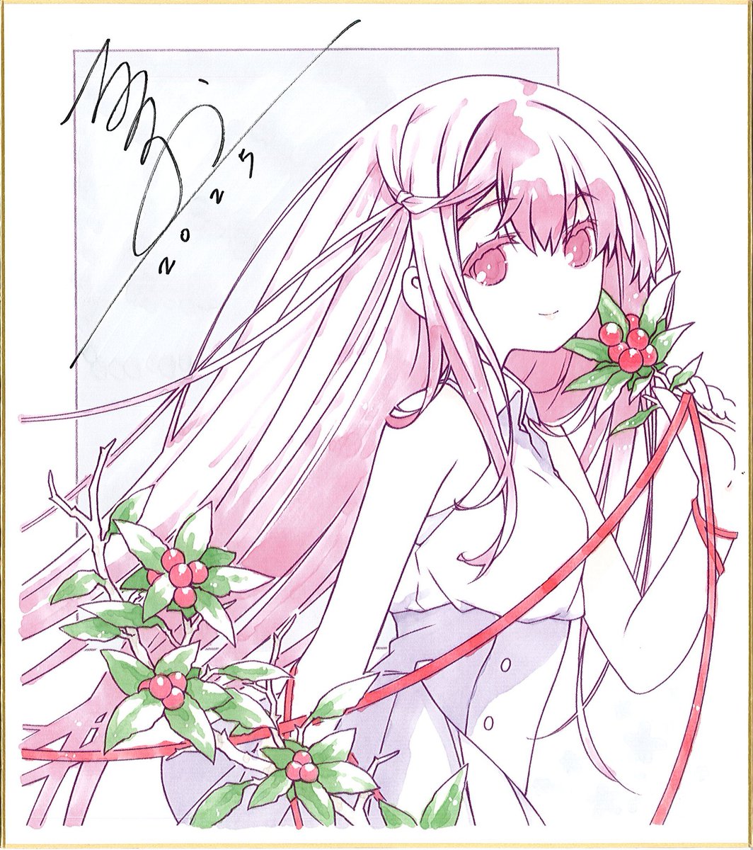 kochishi_shakyo's tweet image. 高知県出身のイラストレーター・るろおさんから作品が届いたワン🐶

作品名『郷花』

県花のヤマモモを手にしたロングヘアーの女の子がとっても可愛いんだワン！

他にも県鳥はヤイロチョウ、県魚はカツオ、県木はヤナセスギなんだワン！

#高知市社会福祉協議会
#チャリティ色紙展
#るろお